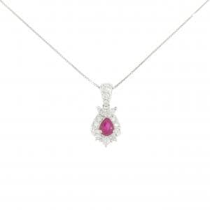 PT900/PT850 ルビー ネックレス 0.52CT