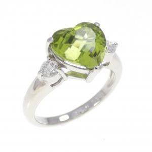PT900 ハート ペリドット リング 2.75CT