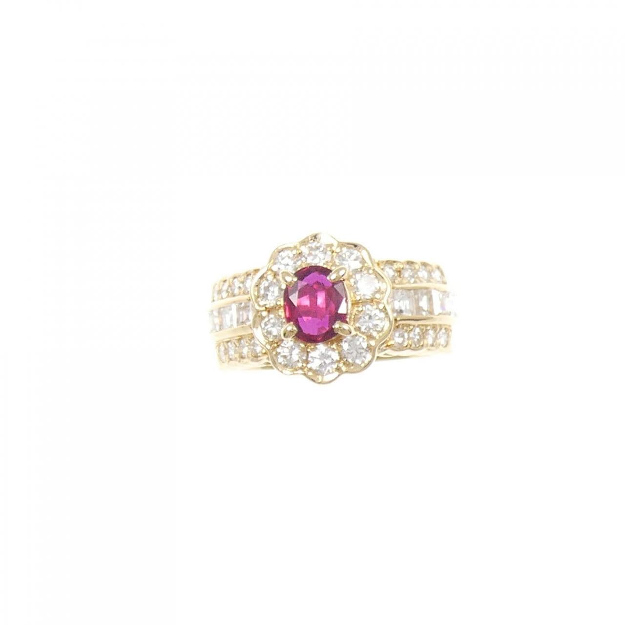 K18YG ルビー リング 0.49CT