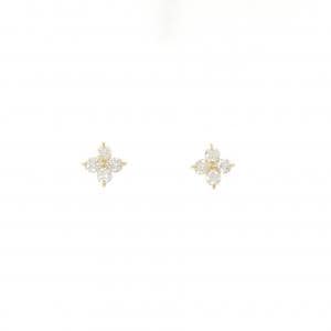 【リメイク】K18YG フラワー ダイヤモンド ピアス 0.30CT