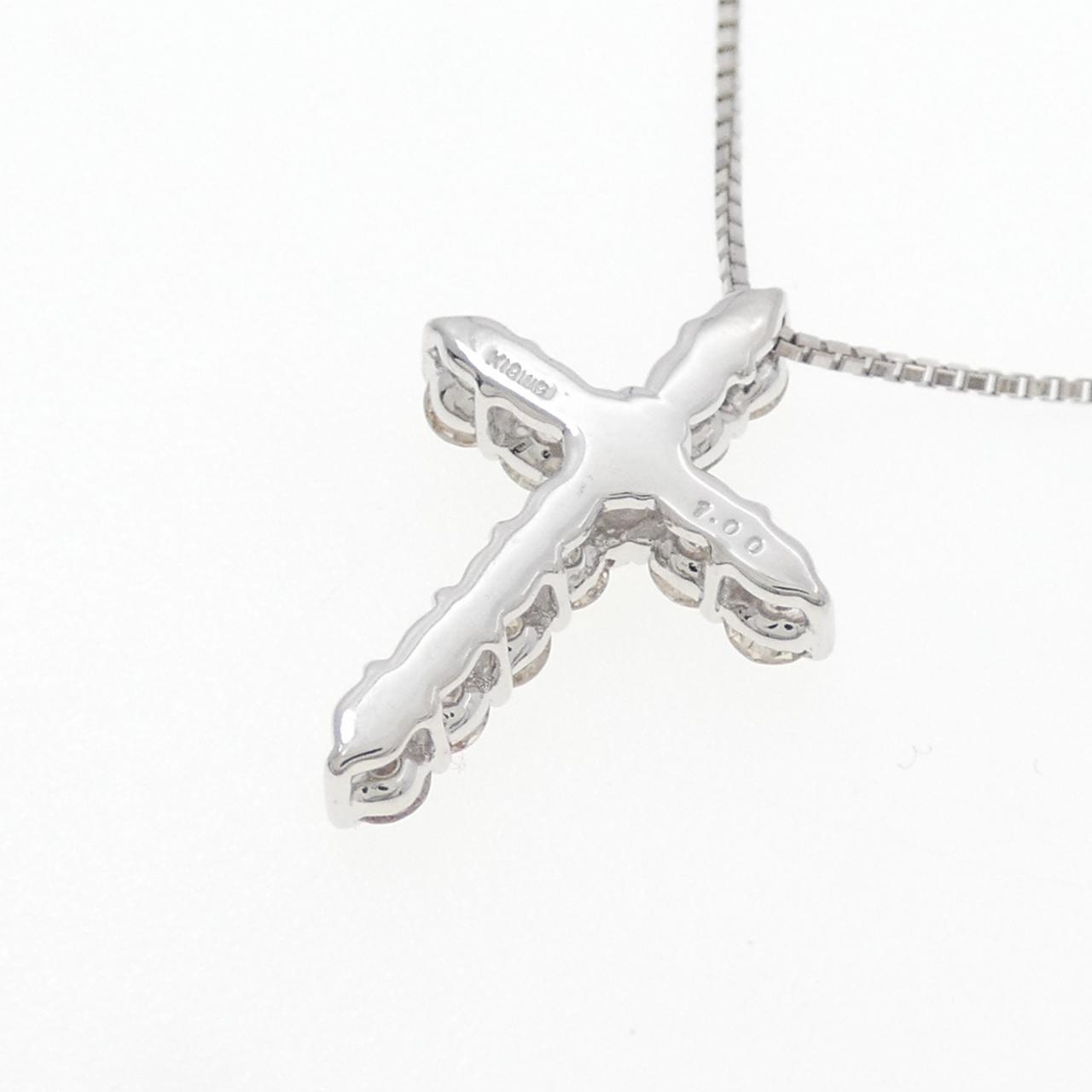 K18WG クロス ダイヤモンド ネックレス 1.00CT