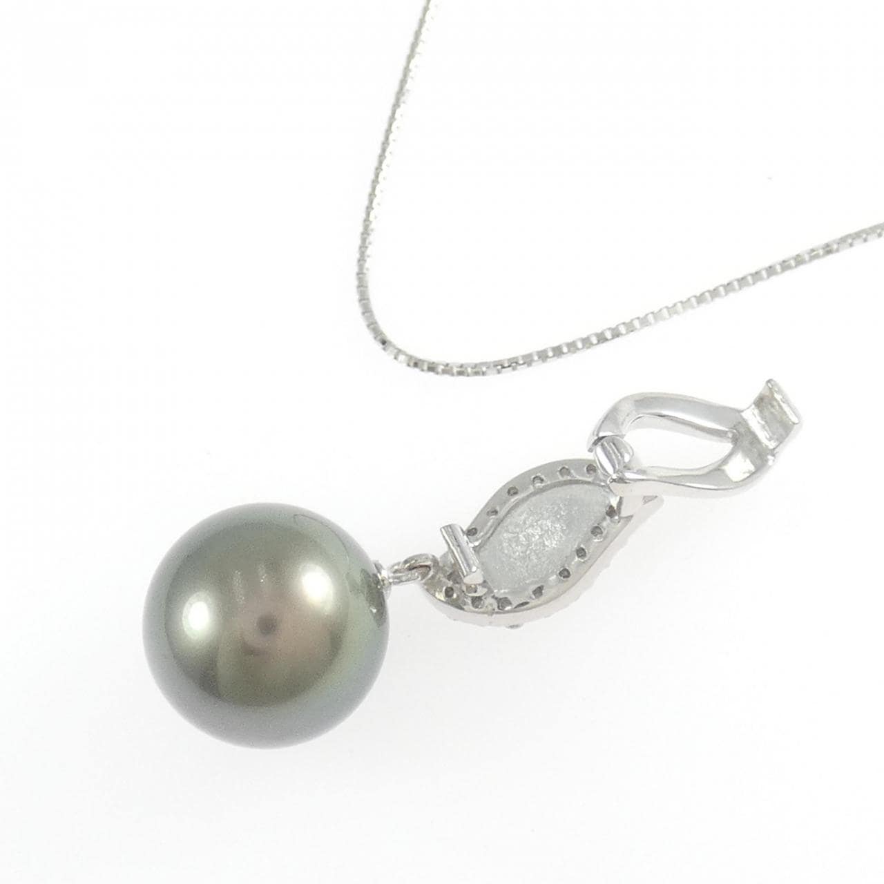 K18WG 黒蝶パール ネックレス 11.1mm