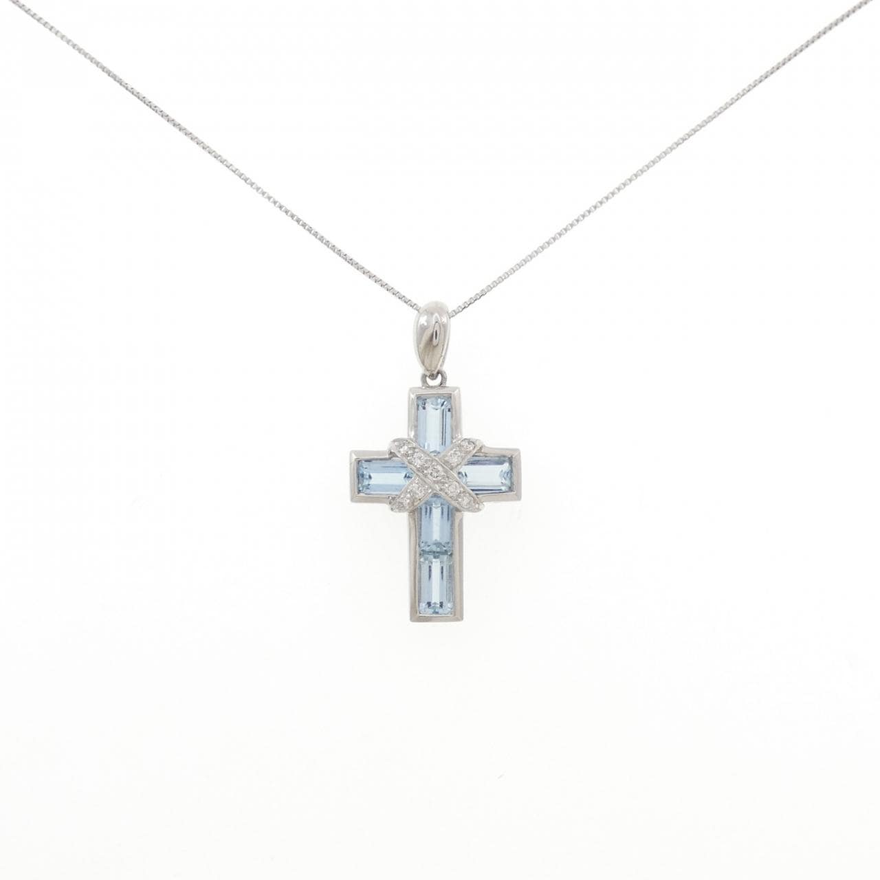PT900/PT850 クロス アクアマリン ネックレス 1.53CT