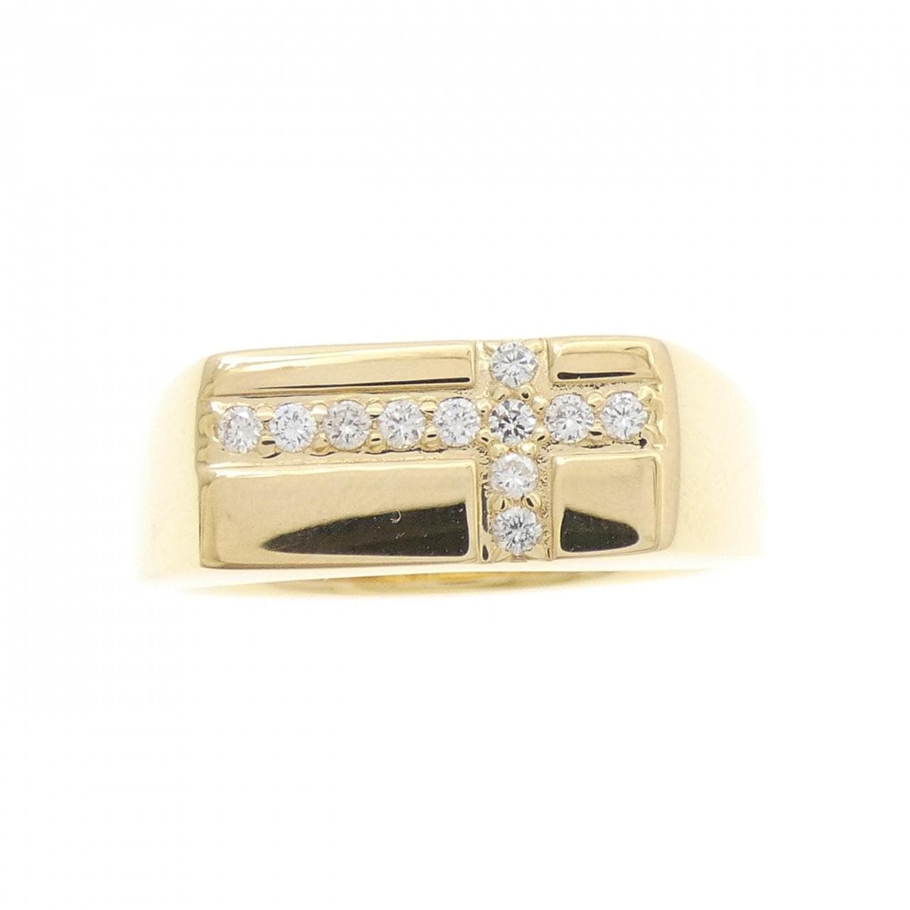K18YG クロス ダイヤモンド リング 0.15CT