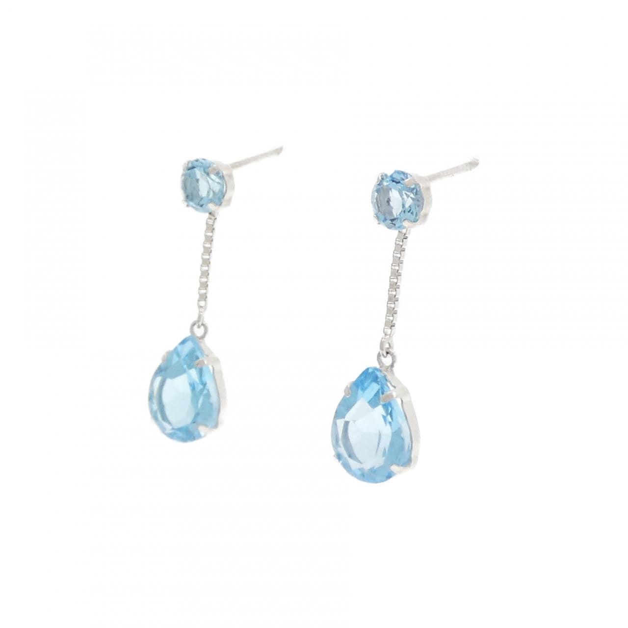 K18WG ブルートパーズ ピアス 3.00CT