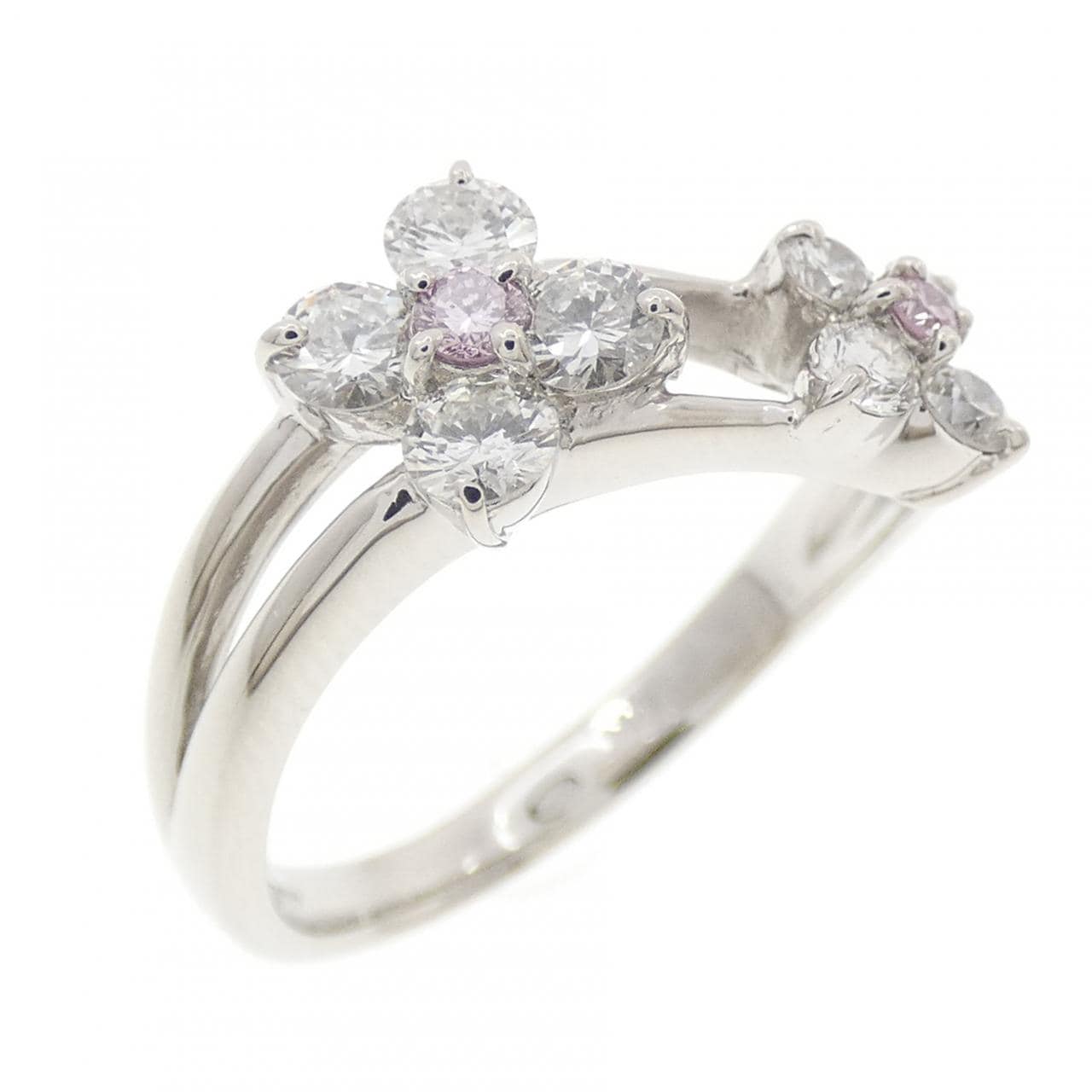 PT900 フラワー ピンクダイヤモンド リング 0.04CT