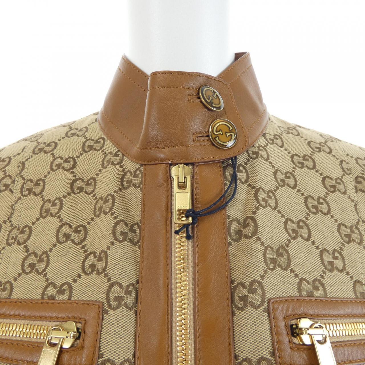 グッチ GUCCI レザー トリム GGキャンバス 681034 Z8AV6 ジャケット