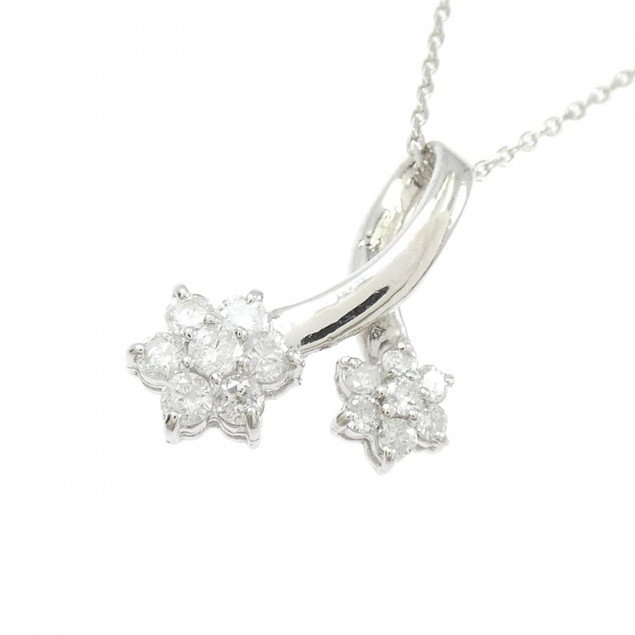 PT900/PT850 フラワー ダイヤモンド ネックレス 0.50CT