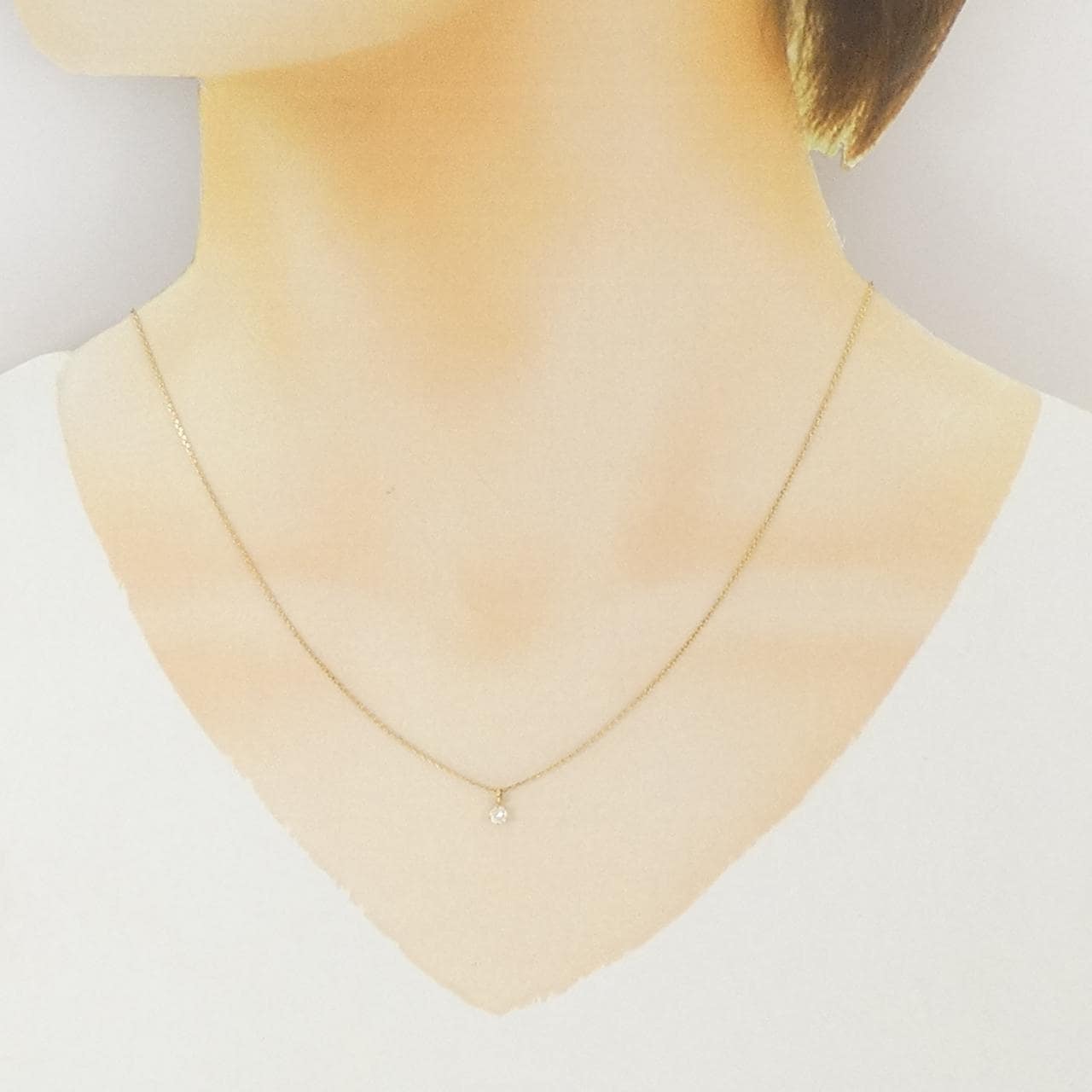 K18YG ソリティア ダイヤモンド ネックレス 0.10CT