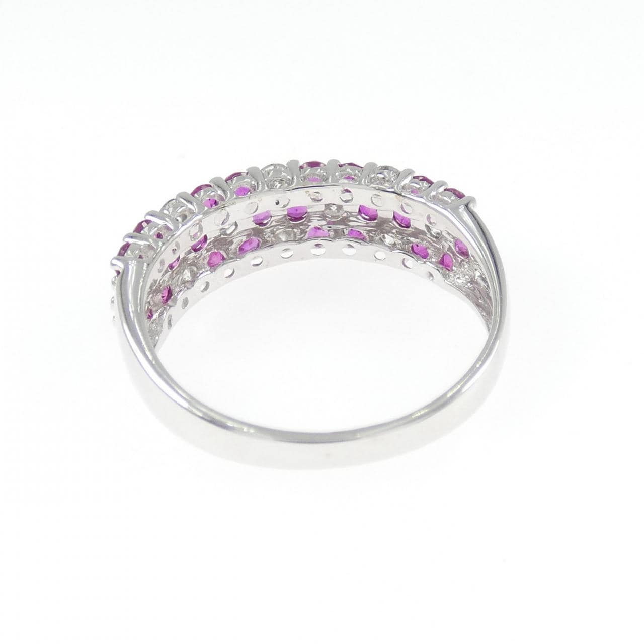 K18WG フラワー ルビー リング 0.85CT