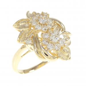K18YG フラワー ダイヤモンド リング 0.73CT