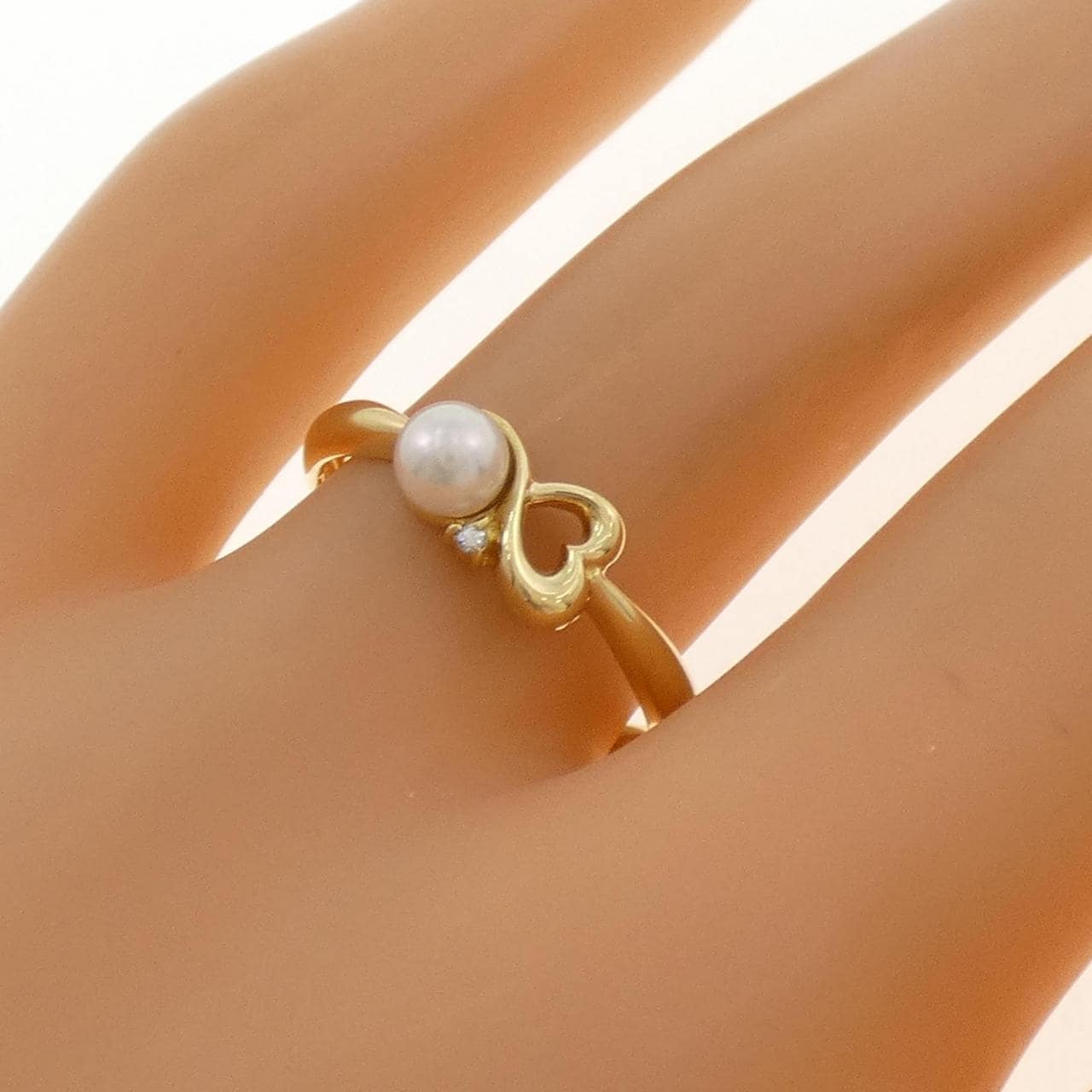 K18YG ハート アコヤパール リング 4.1mm