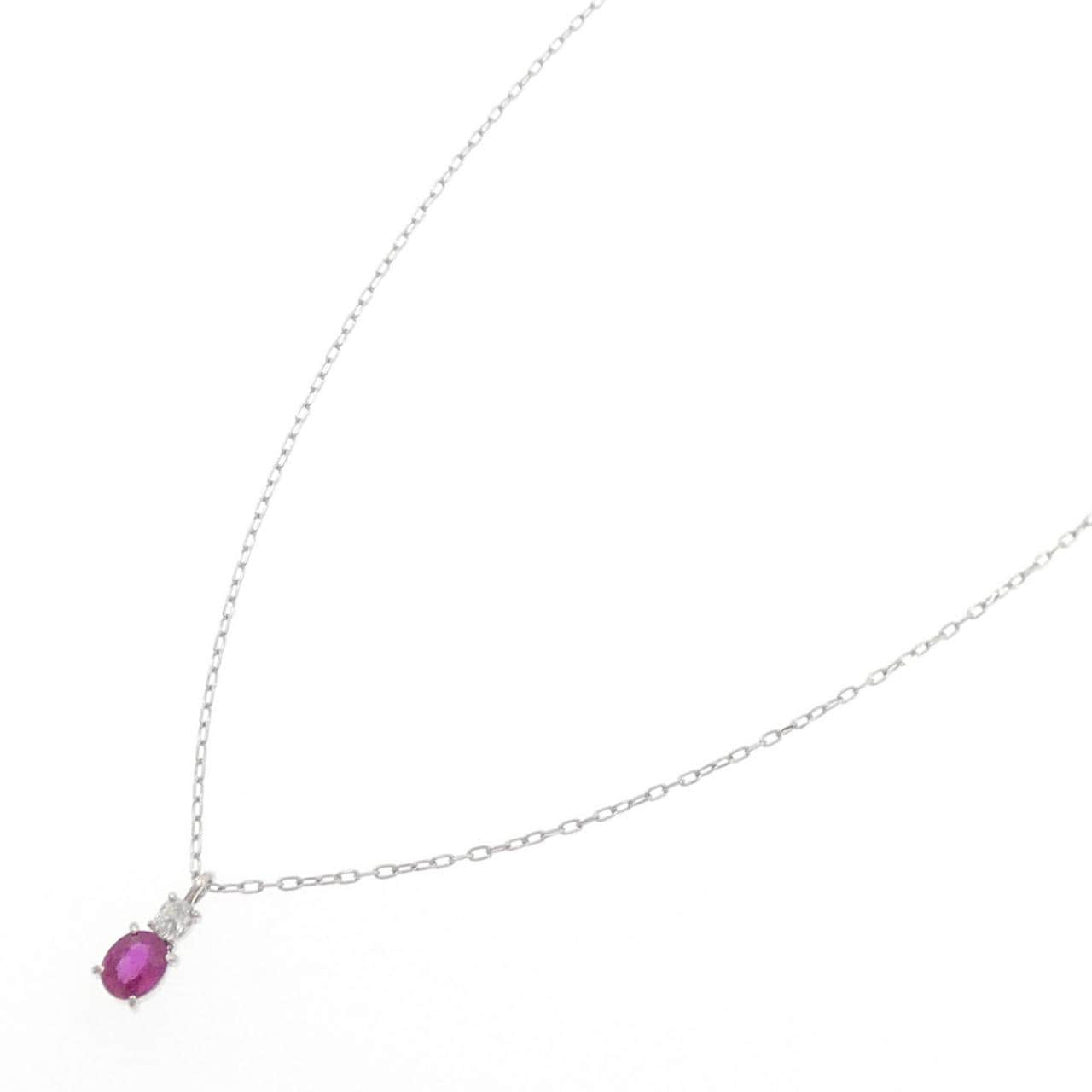 PT900/PT850 ルビー ネックレス 0.40CT