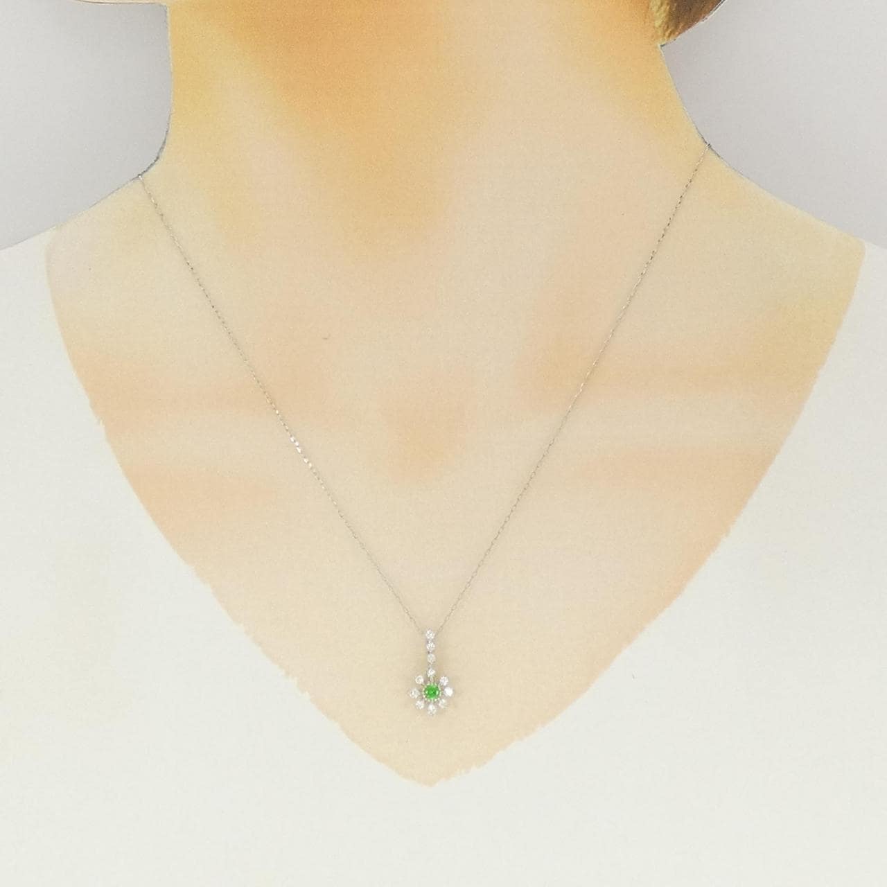 PT900/PT850 デマントイドガーネット ネックレス 0.13CT
