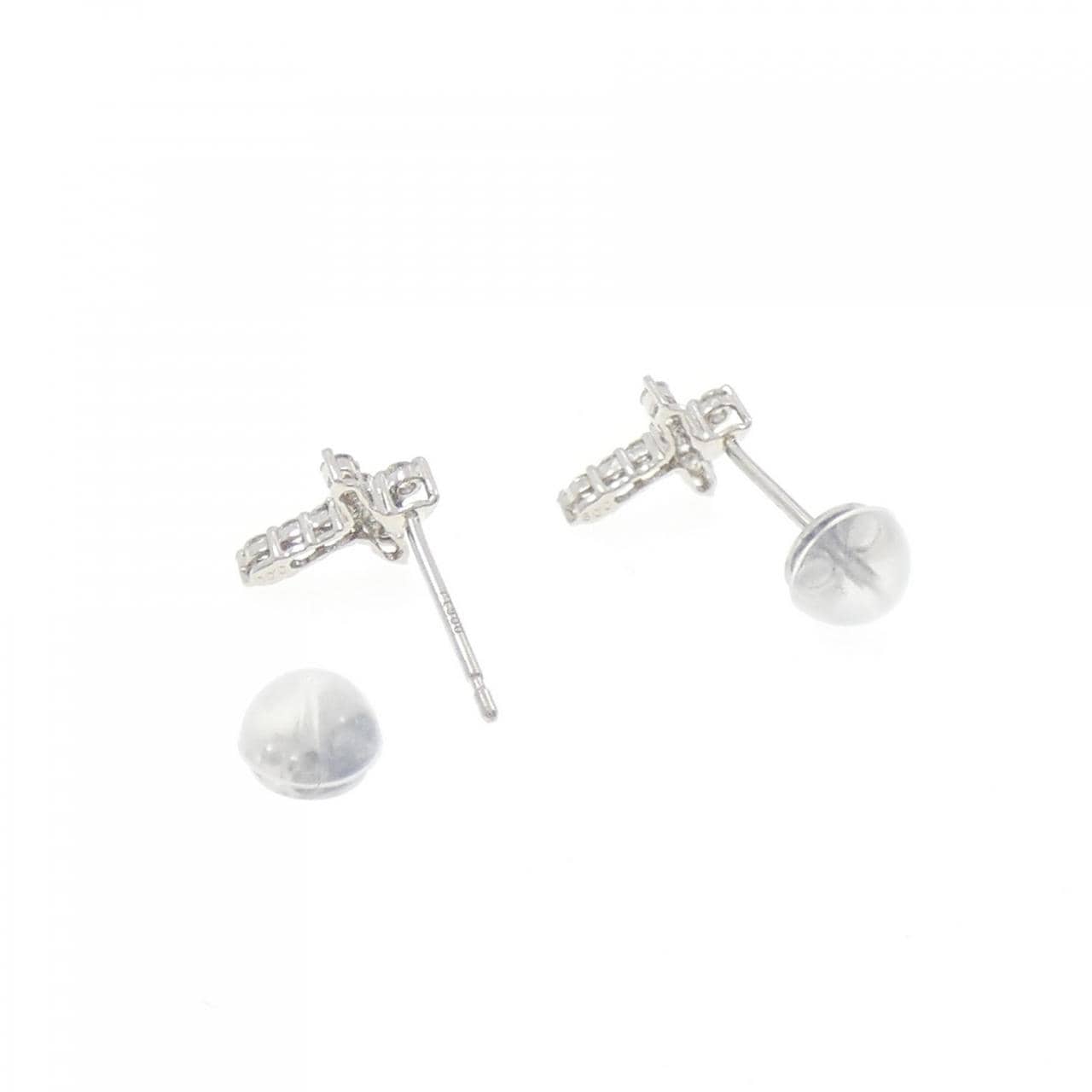 PT900 クロス ダイヤモンド ピアス 0.18CT