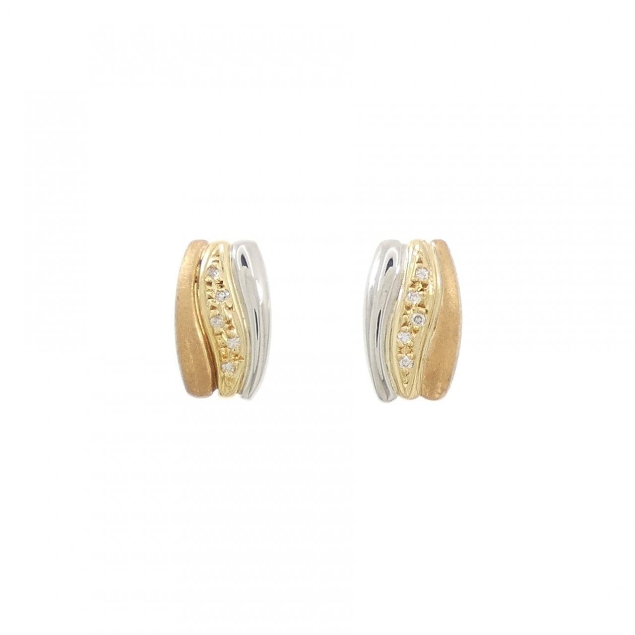 K18YG/PT/K18PG ダイヤモンド ピアス 0.06CT