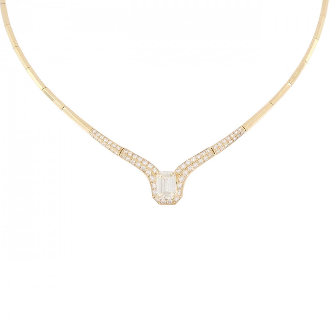 K18YG ダイヤモンド ネックレス 2.162CT M VS2 エメラルドカット