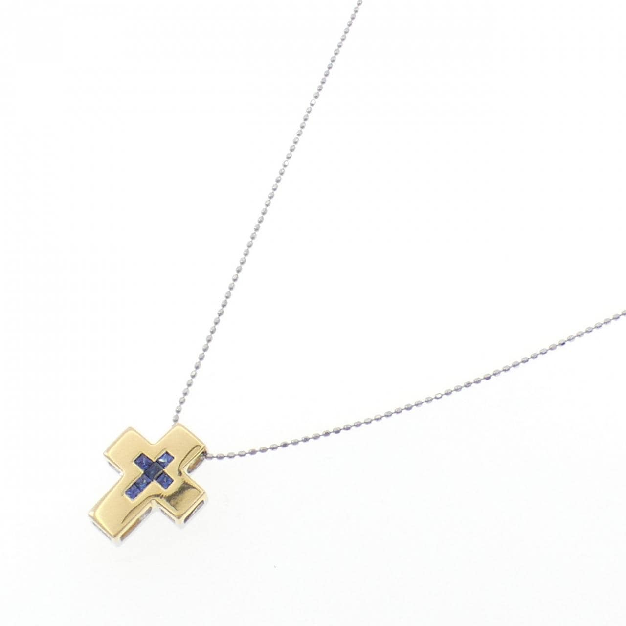 K18/K18WG/PT850 クロス サファイヤ ネックレス 0.20CT
