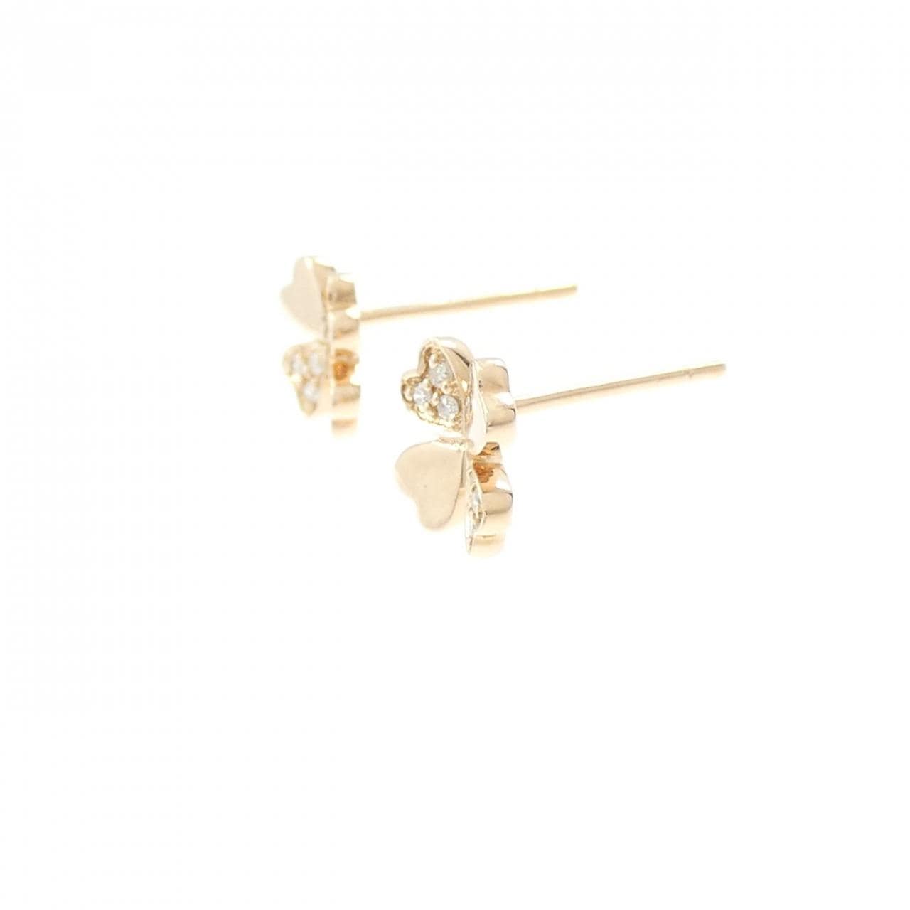 K18PG クローバー ダイヤモンド ピアス 0.08CT