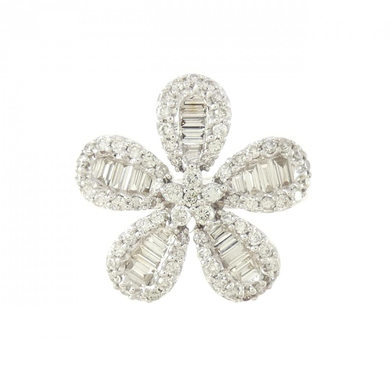 K18WG花朵钻石戒指0.80CT