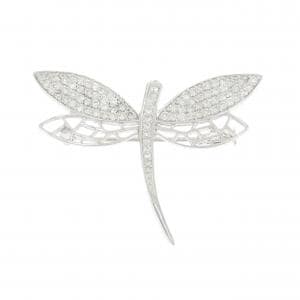 K18WG/K14WG トンボ ダイヤモンド ブローチ 1.00CT