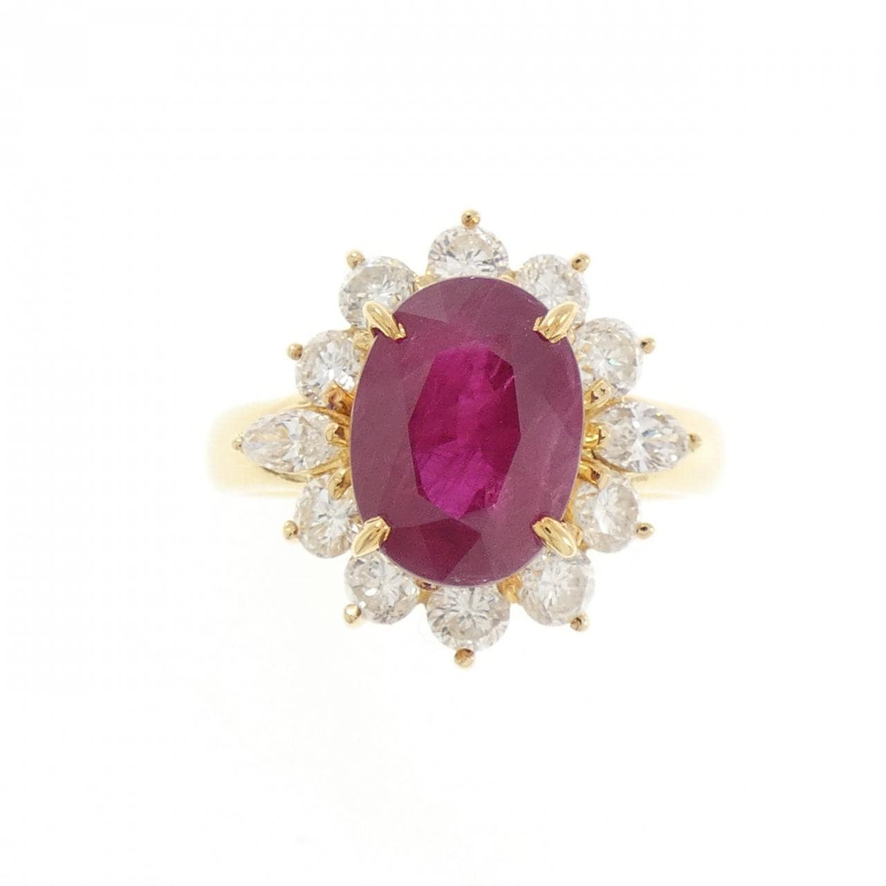 K18YG ルビー リング 3.18CT タイ産