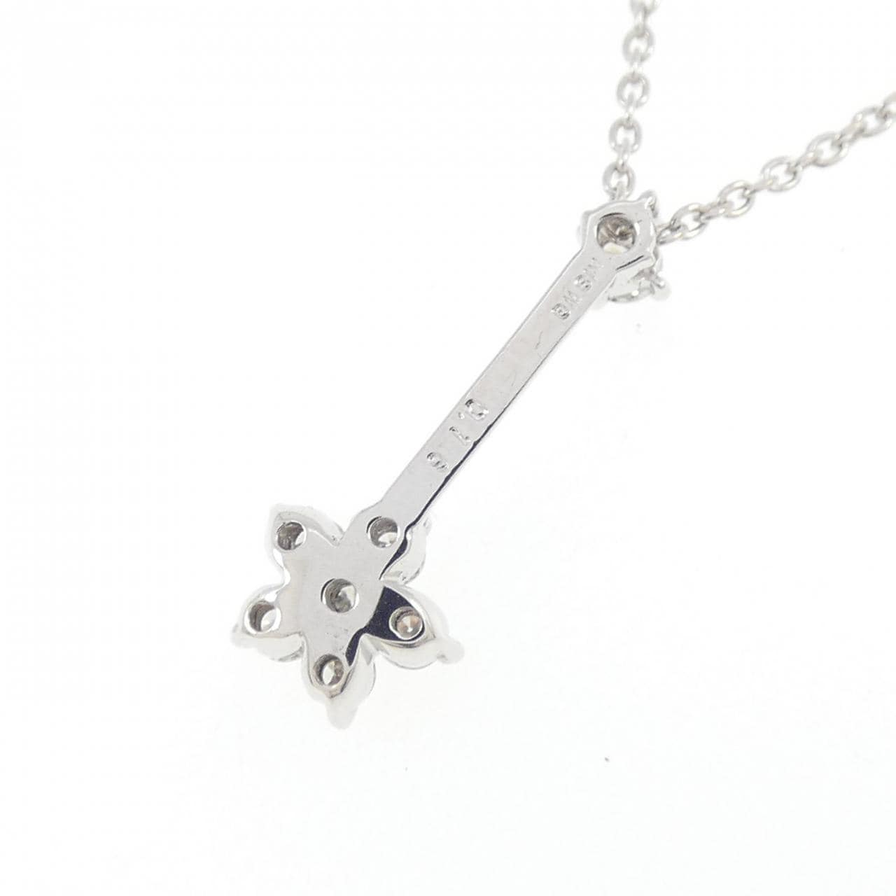 K18WG フラワー ダイヤモンド ネックレス 0.16CT