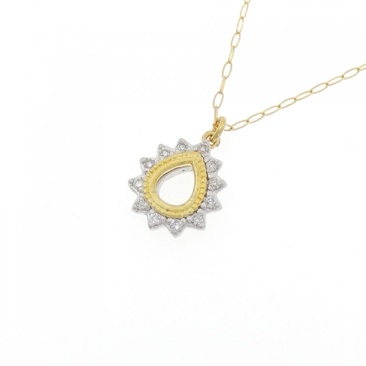 K18YG/PT900 ダイヤモンド ネックレス 0.04CT
