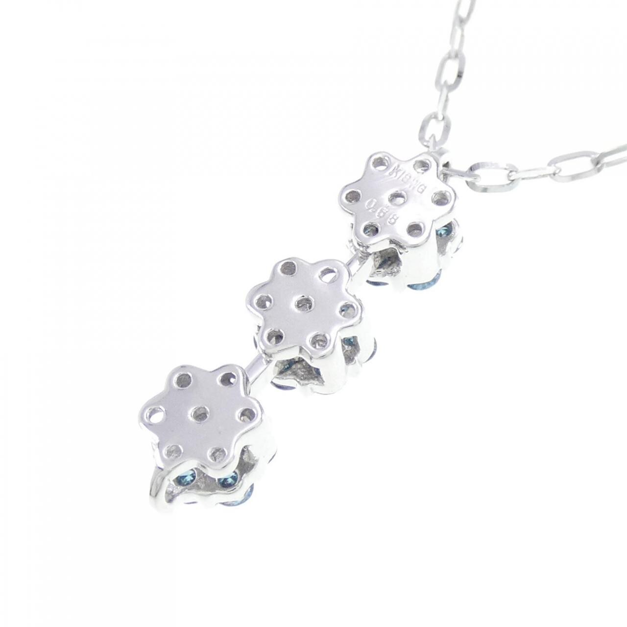 K18WG Flower Diamond Necklace 0.58CT