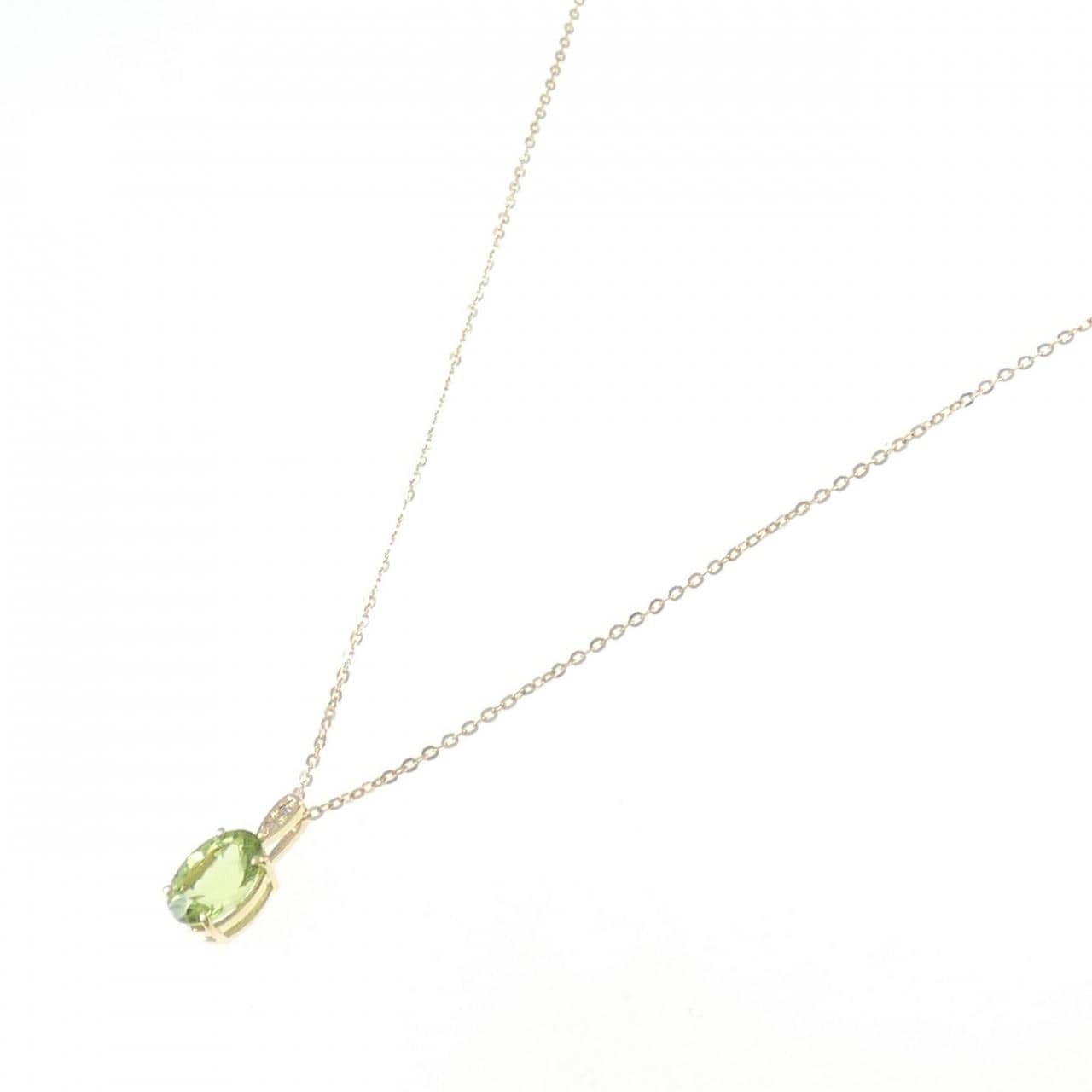 K18YG/585YG Peridot Necklace 1.00CT