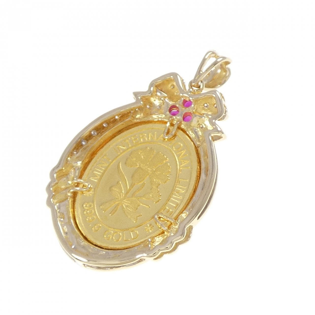 585YG/585WG(枠) ルビー コイン ペンダント
