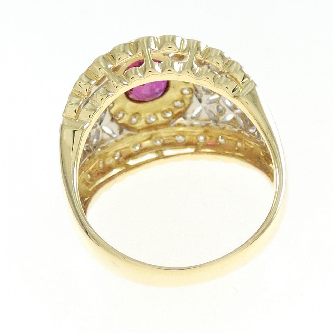 K18YG/PT900紅寶石戒指1.37CT