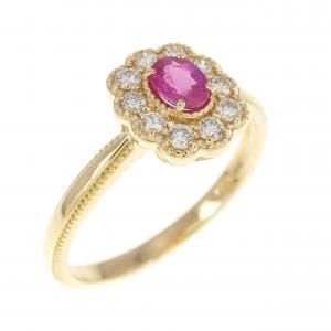 K18YG ルビー リング 0.24CT