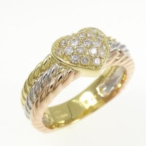 K18YG/PT900/K18PG ハート ダイヤモンド リング 0.20CT