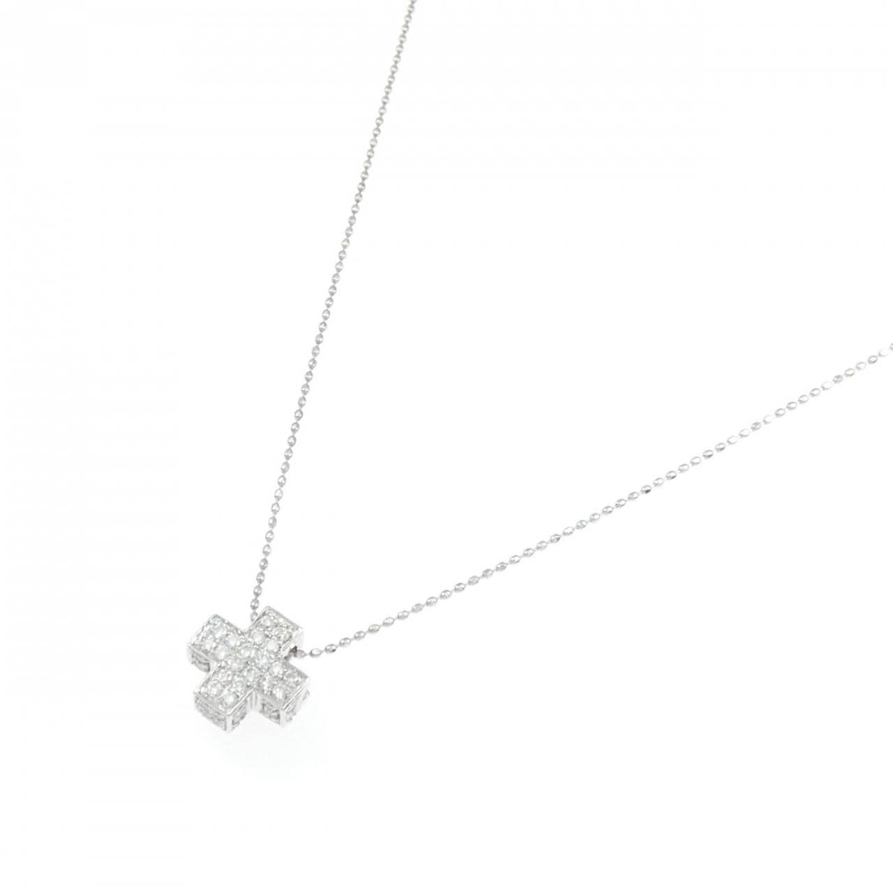 K18WG クロス ダイヤモンド ネックレス 0.33CT