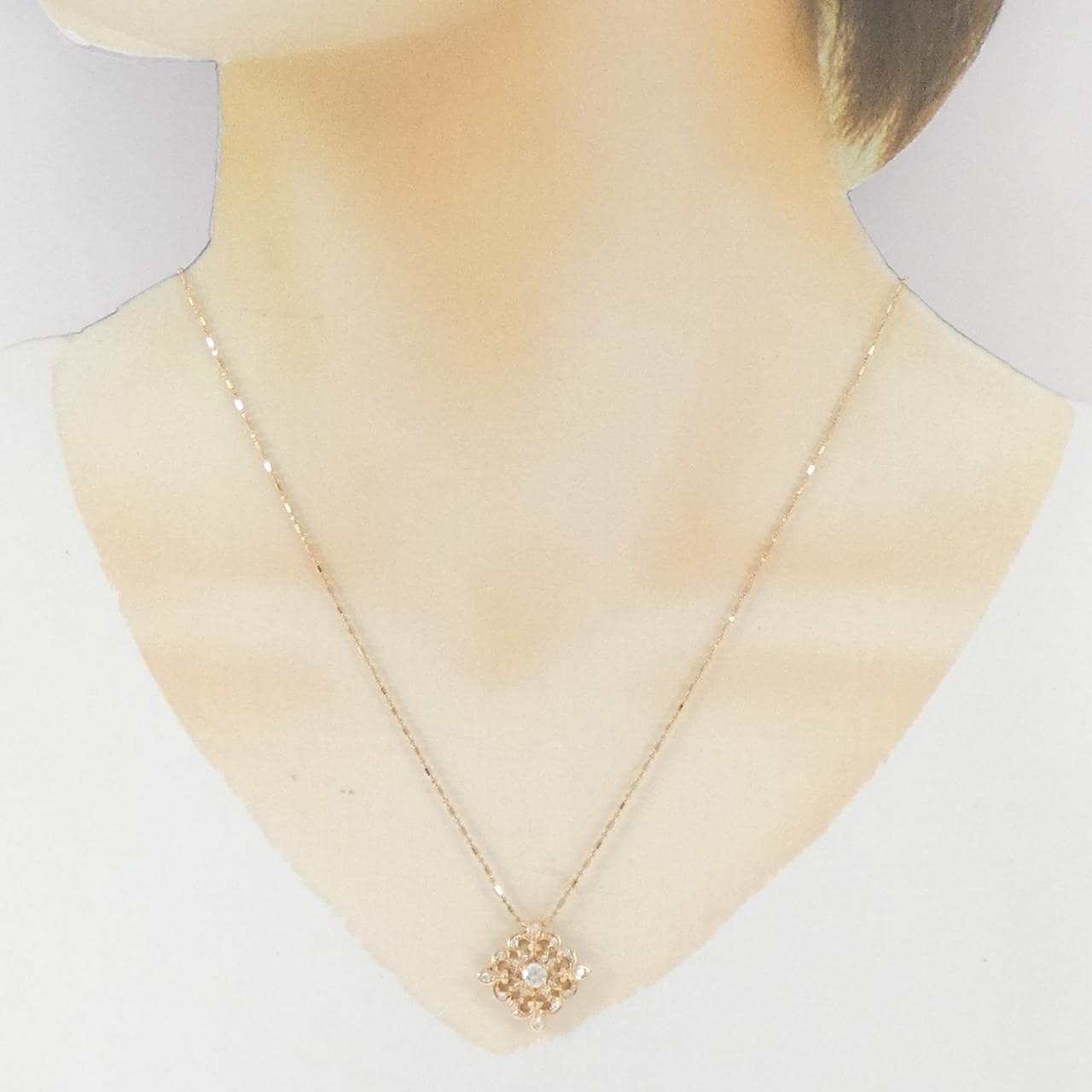750PG/K18PG ダイヤモンド ネックレス 0.191CT