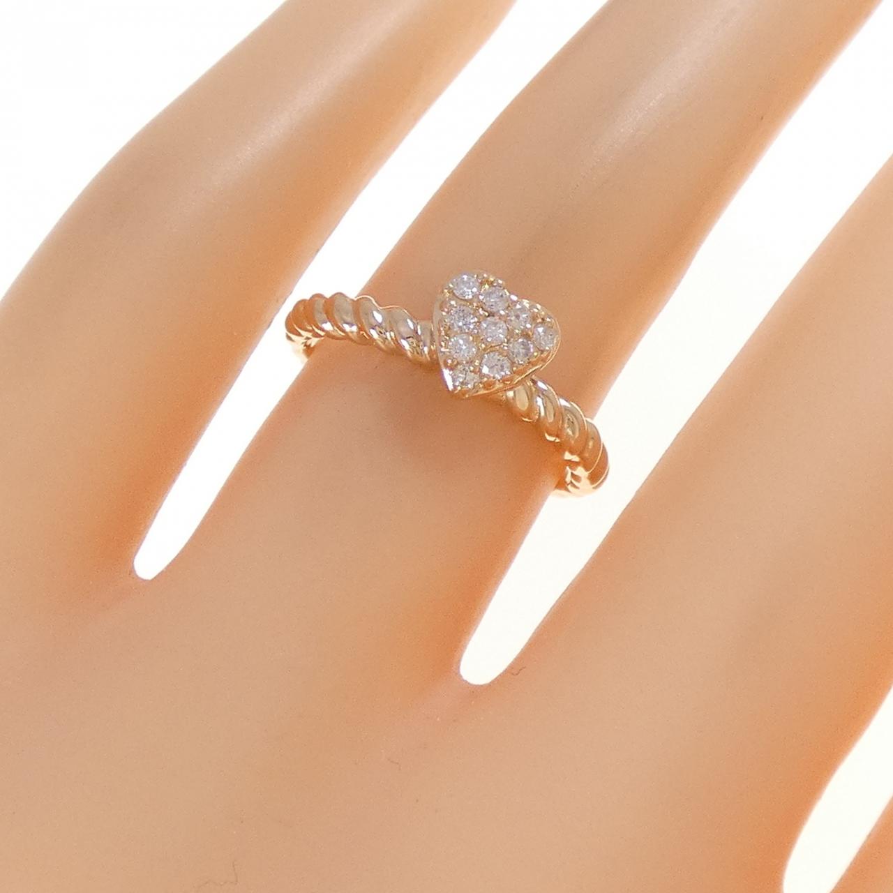 K18PG ハート ダイヤモンド リング