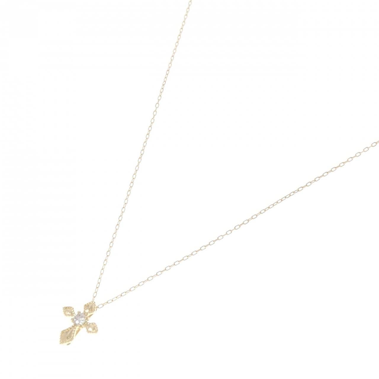 K18YG クロス ダイヤモンド ネックレス 0.07CT
