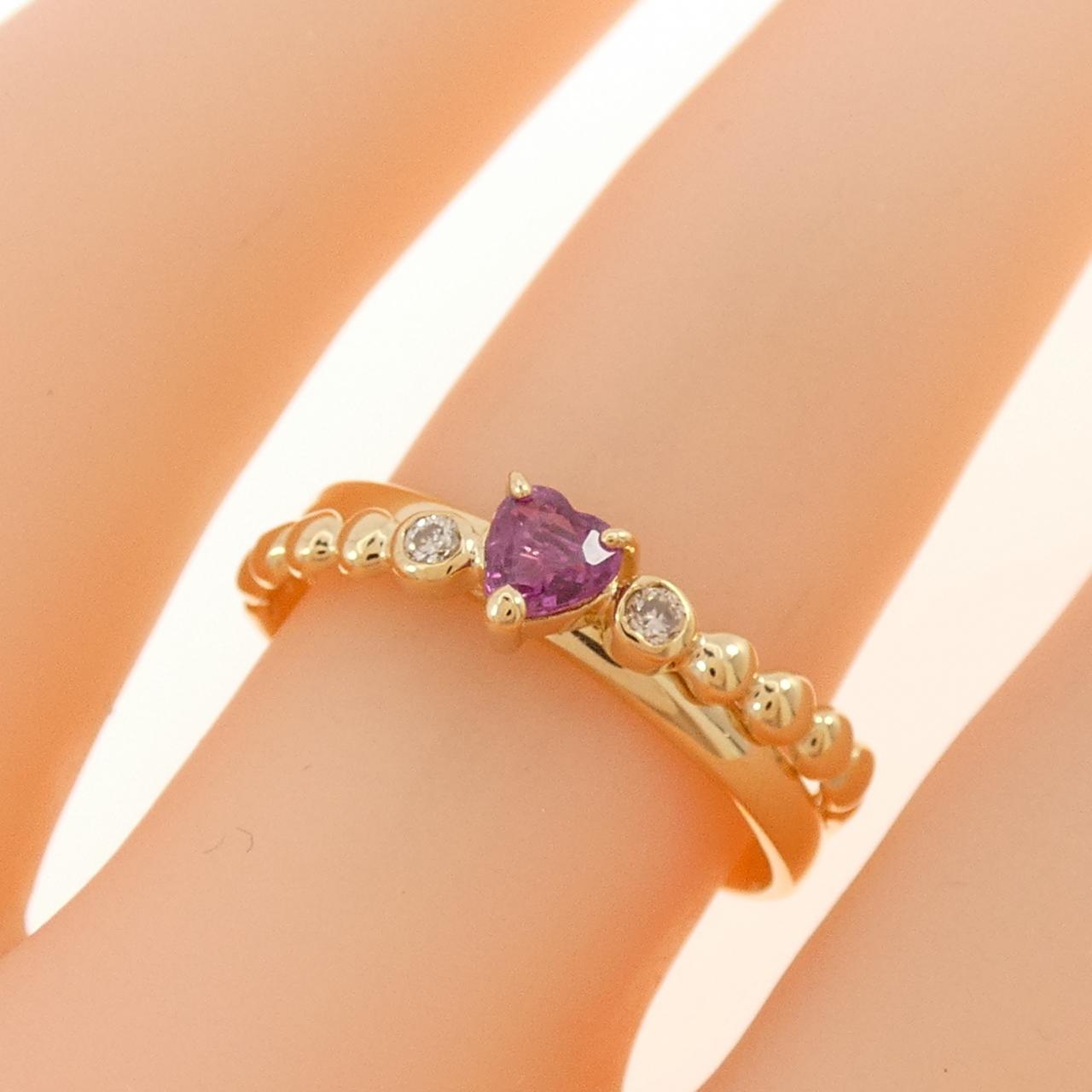 K18YG heart ruby ring