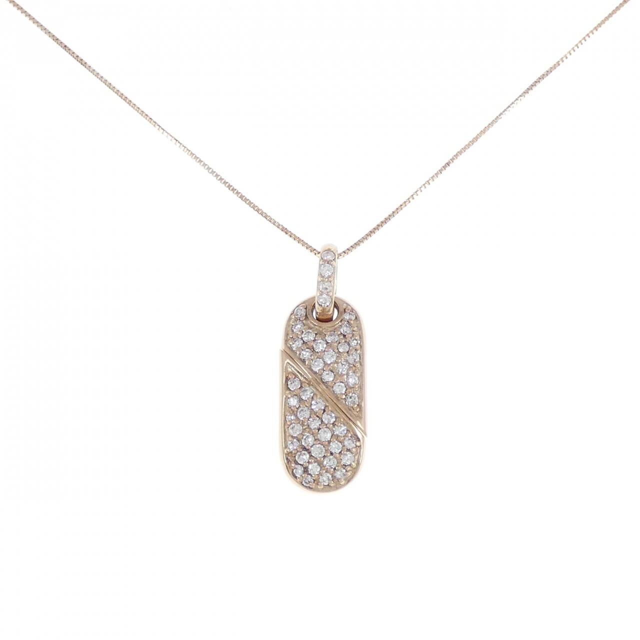 K18PG 2WAY ハート パヴェ ダイヤモンド ネックレス 0.50CT
