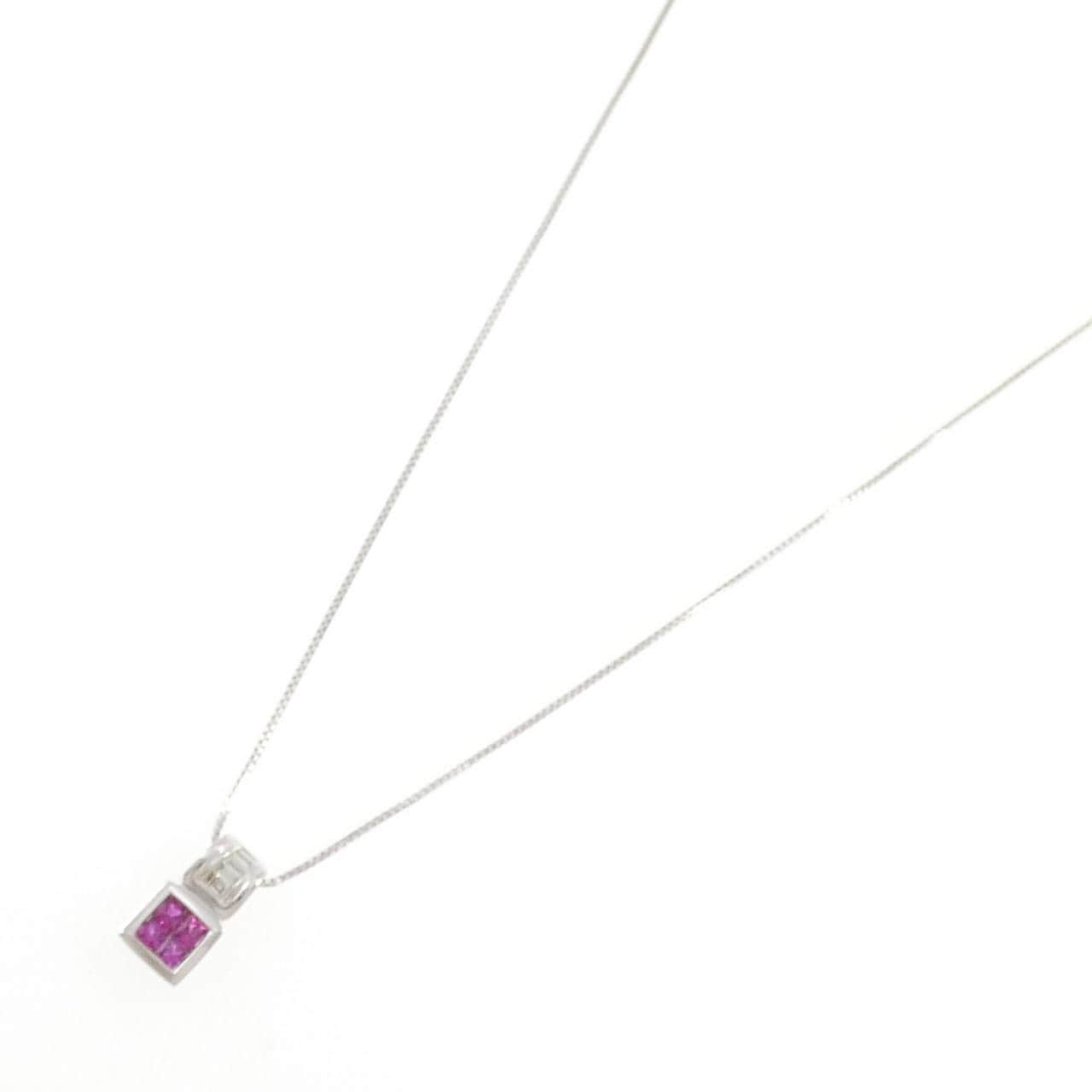 K18WG ルビー ネックレス 0.35CT