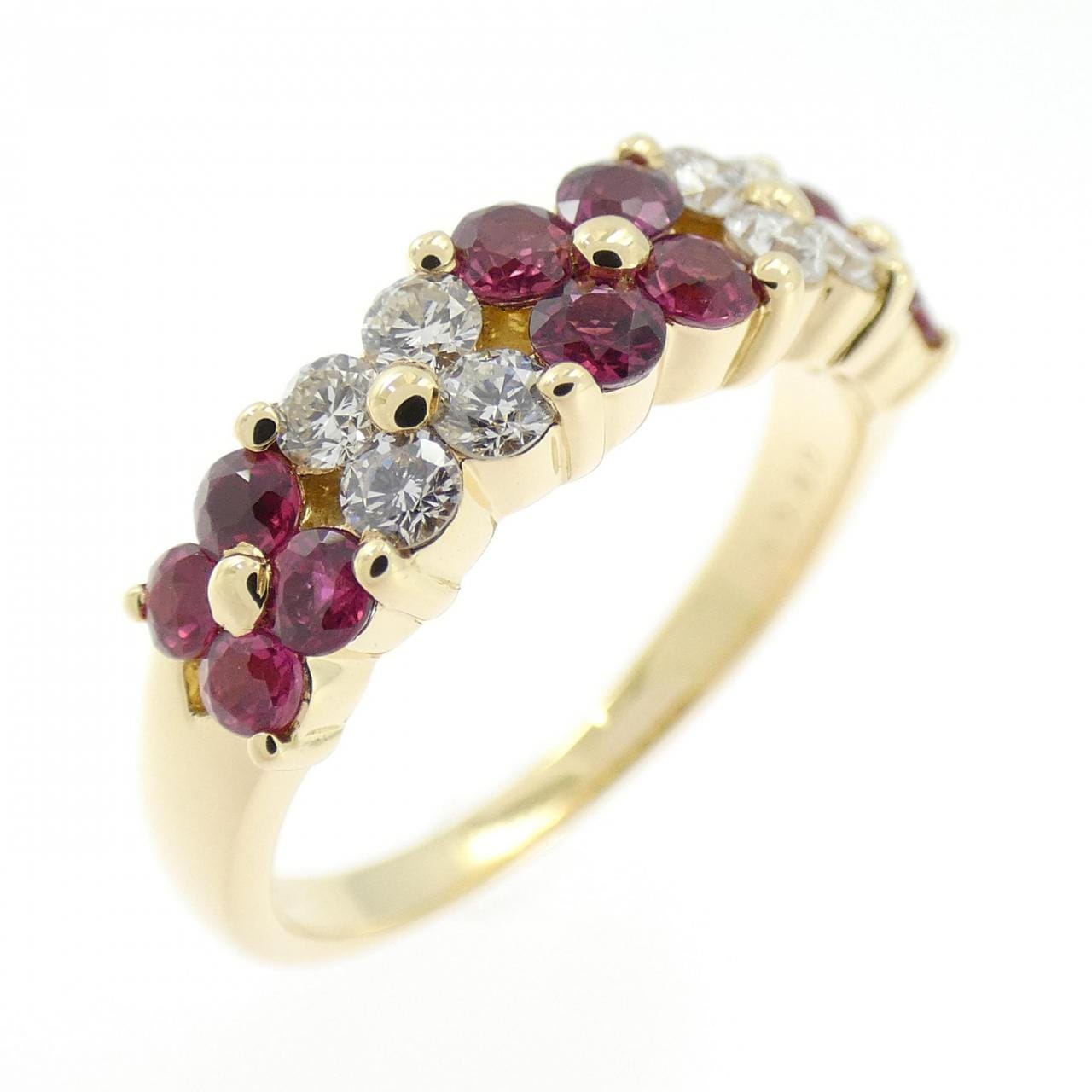 750YG フラワー ルビー リング 0.80CT