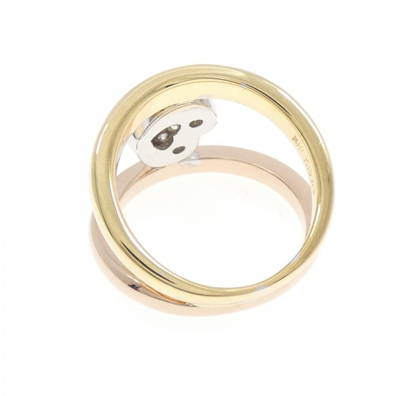 K18スリーカラー パヴェ ハート ダイヤモンド リング 0.26CT