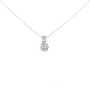 K18WG フラワー ダイヤモンド ネックレス 0.30CT