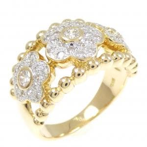 K18YG/K18WG フラワー ダイヤモンド リング 0.56CT