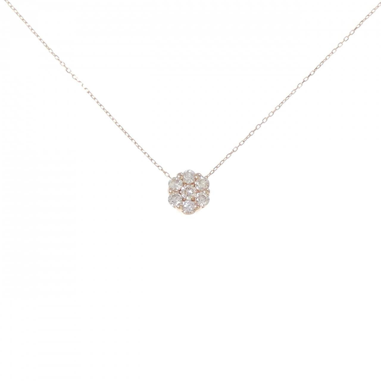 K18PG フラワー ダイヤモンド ネックレス 0.30CT
