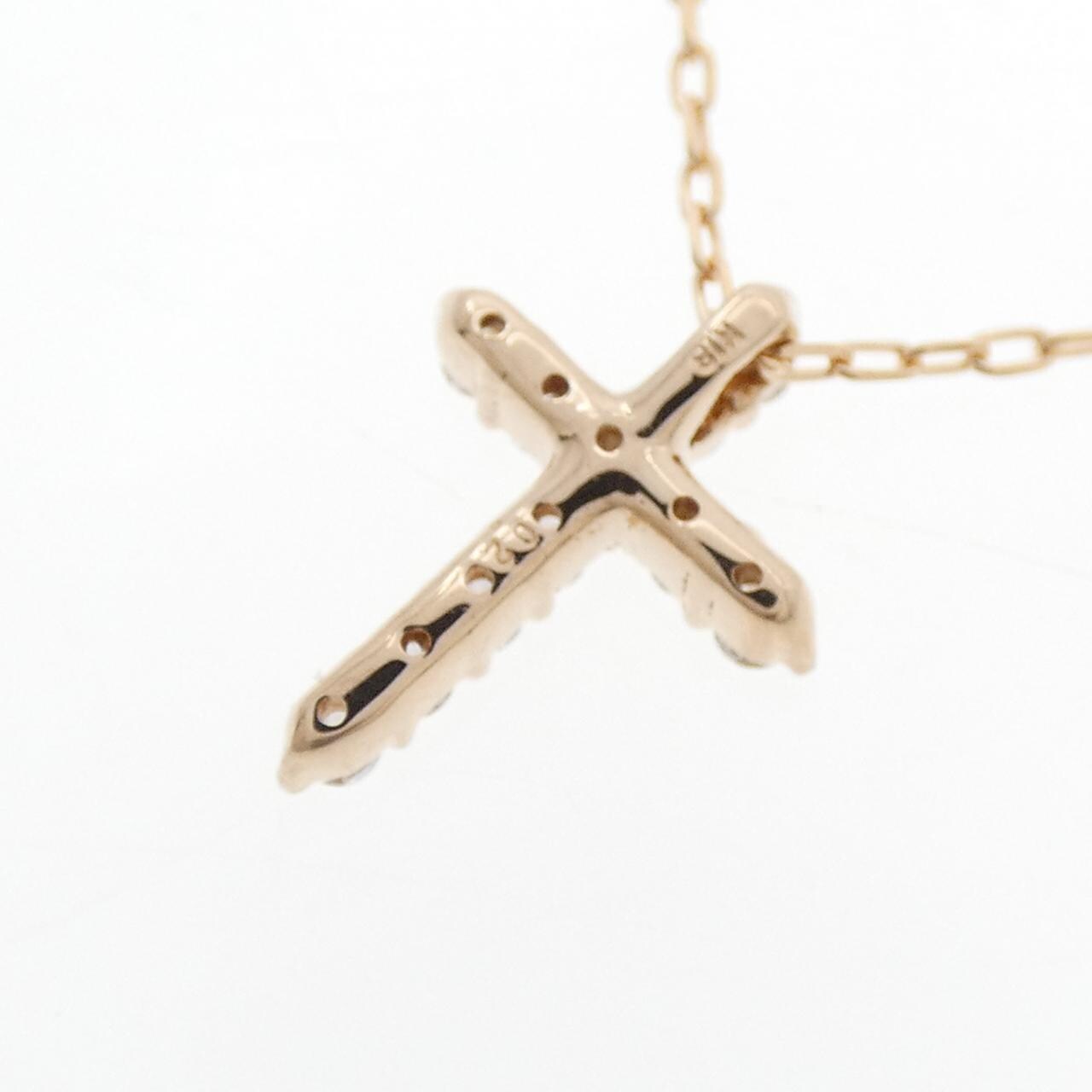 K18PG クロス ダイヤモンド ネックレス 0.2CT