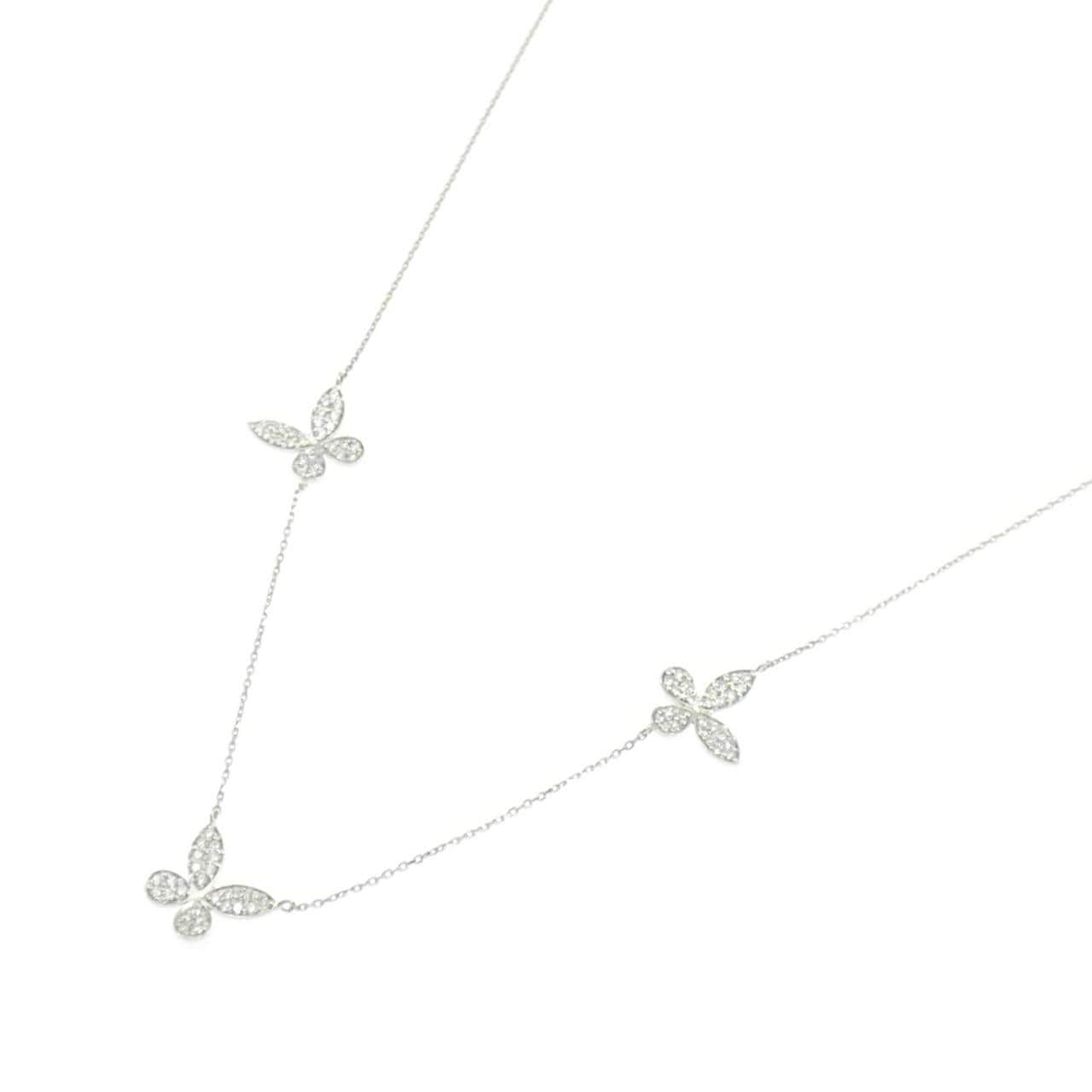 PT900/PT850 バタフライ ダイヤモンド ネックレス 0.357CT