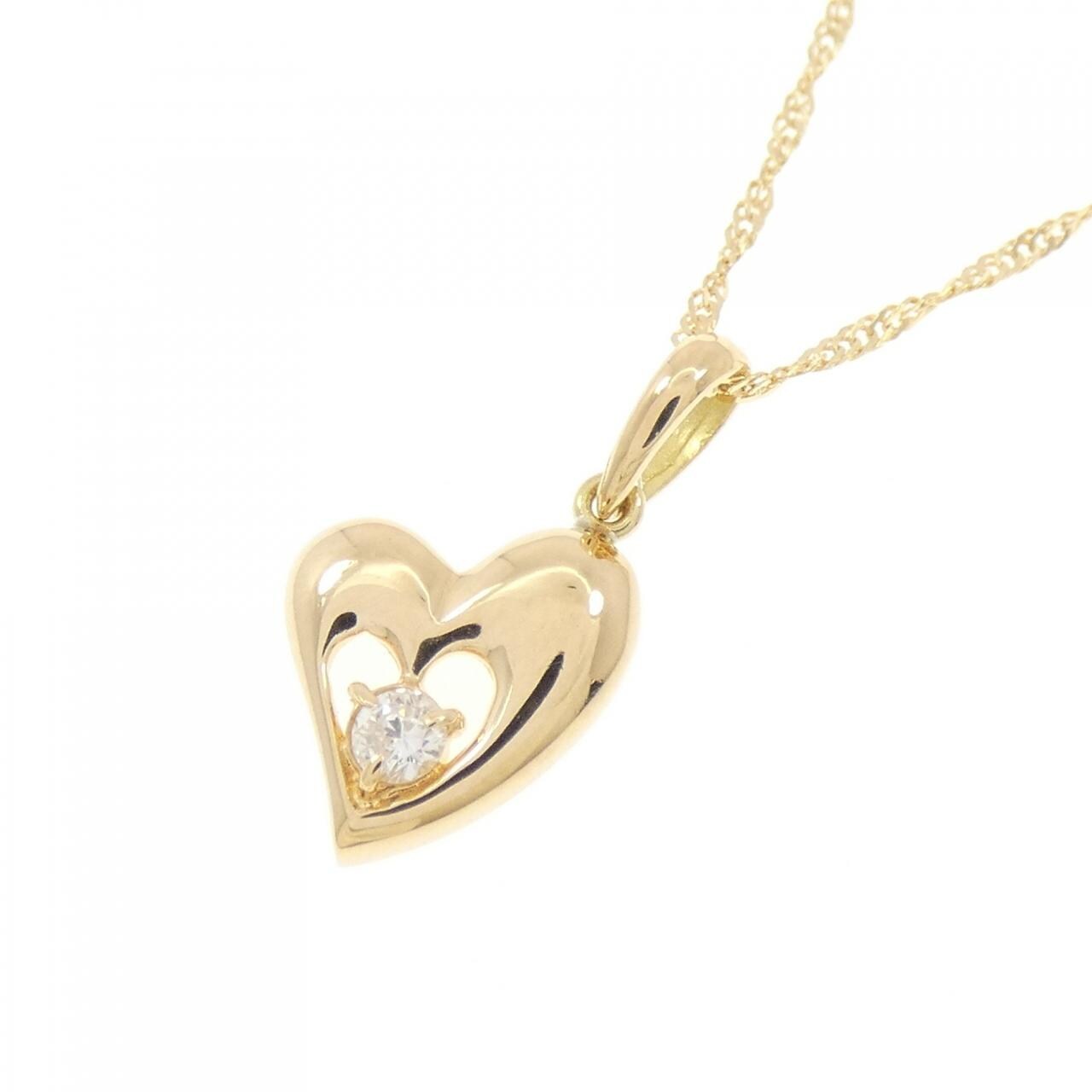 K18YG/750YG ハート ダイヤモンド ネックレス 0.05CT