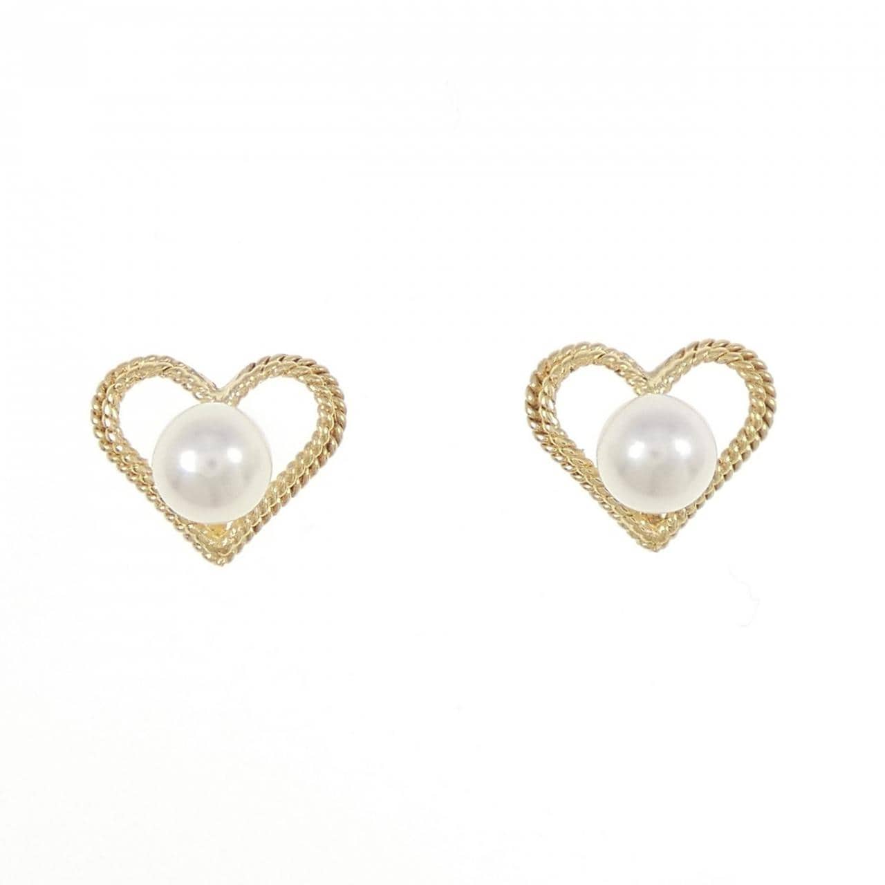 K18YG ハート アコヤパール ピアス 5.3mm